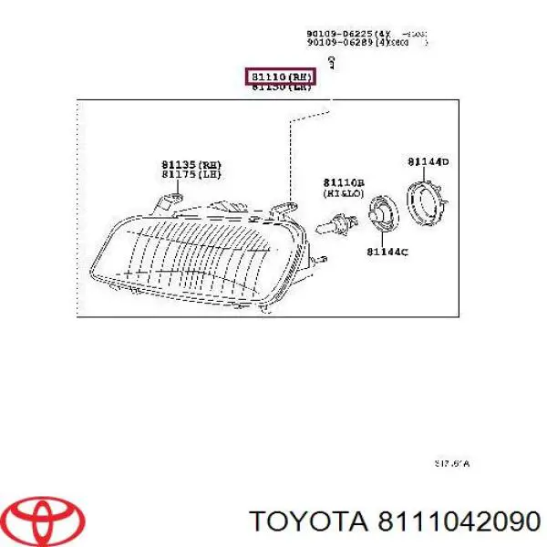 Фара права 8111042090 Toyota