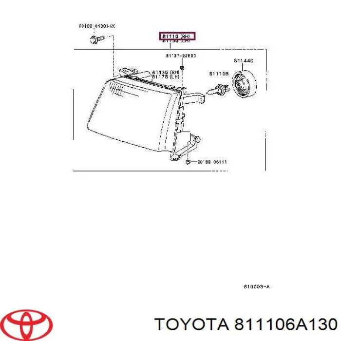 811306A130 Toyota Фара правая