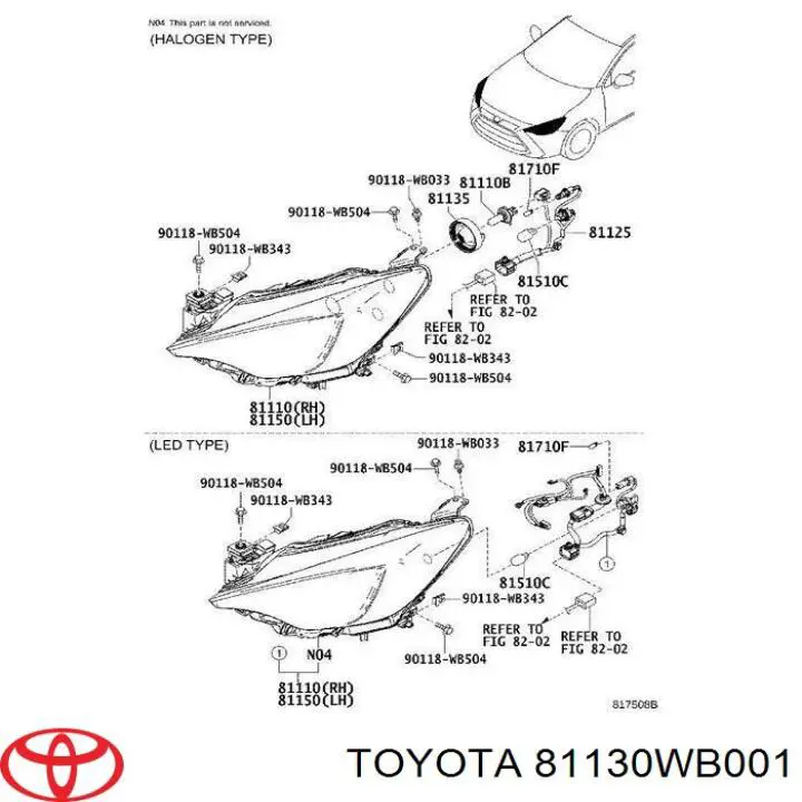Основна фара - вставка Toyota 81130WB001 ціна, від 268.34 USD