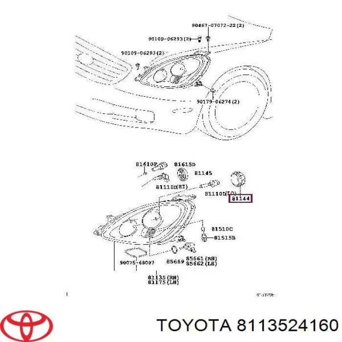 Кришка фари, задня 8113524160 Toyota