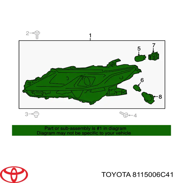 Основна фара в зборі ліва Toyota 8115006C41 ціна, від 571.43 USD