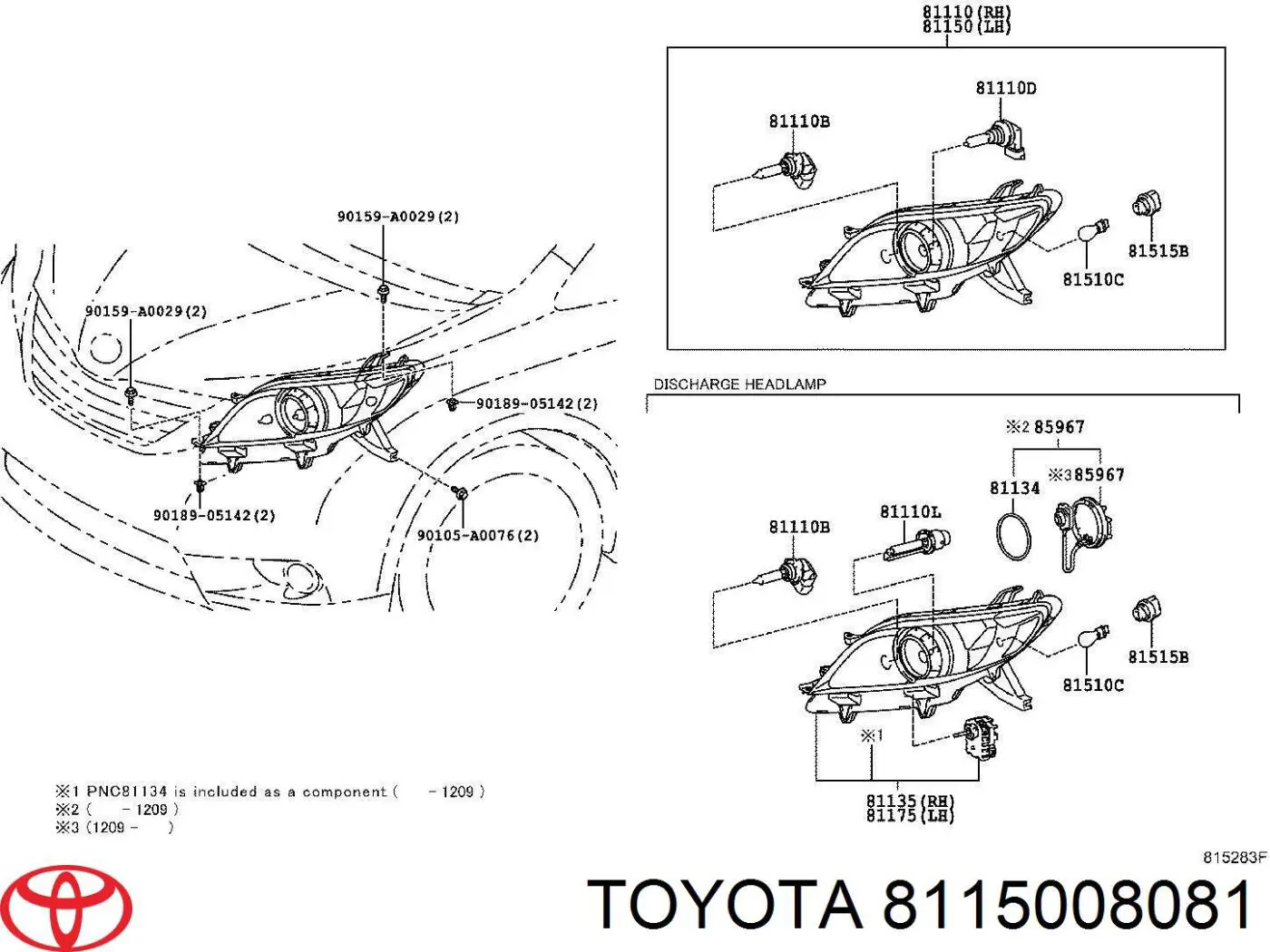Купити 8115008081 Toyota Основна фара в зборі ліва