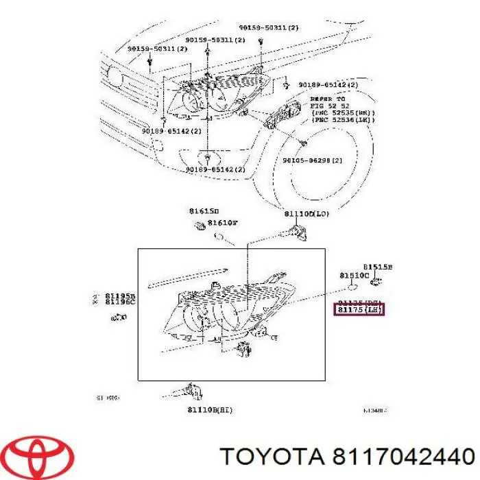 8117042440 Toyota Фара дальнього світла в зборі
