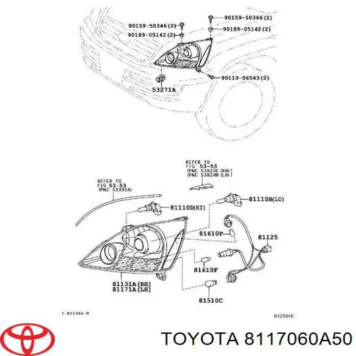 8117060A50 Toyota Фара дальнього світла в зборі