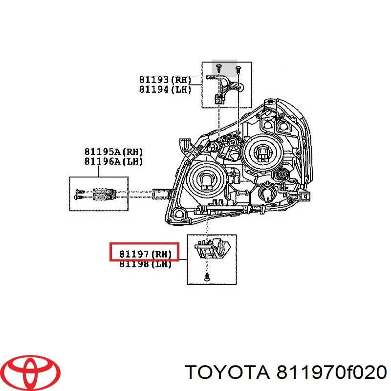 811970F020 Toyota Кріплення фари передньої, лівої