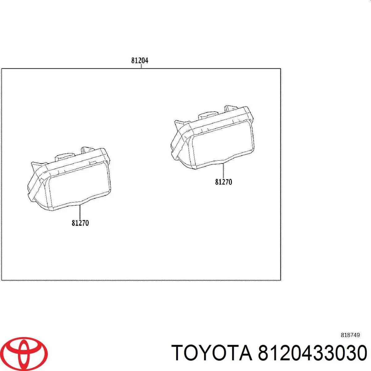 Купити 8120433030 Toyota Ліхтар підсвічування заднього номерного знака