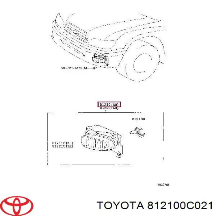 Права протитуманні фари Toyota 812100C021 ціна, від 91.21 USD