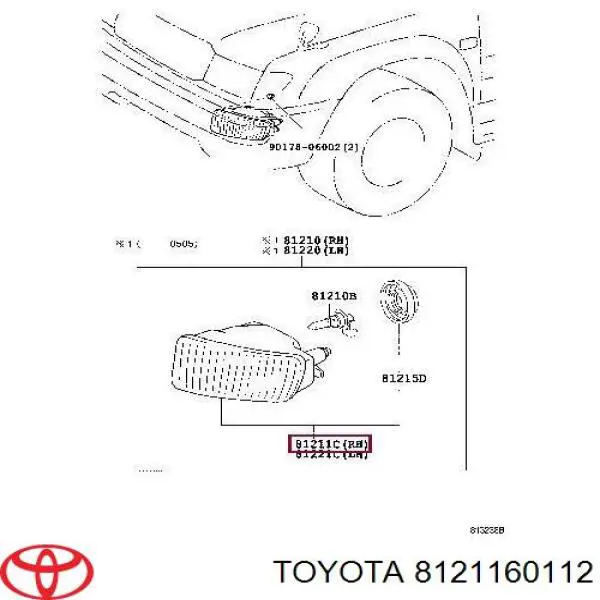 8121160112 Toyota фара протитуманна, права