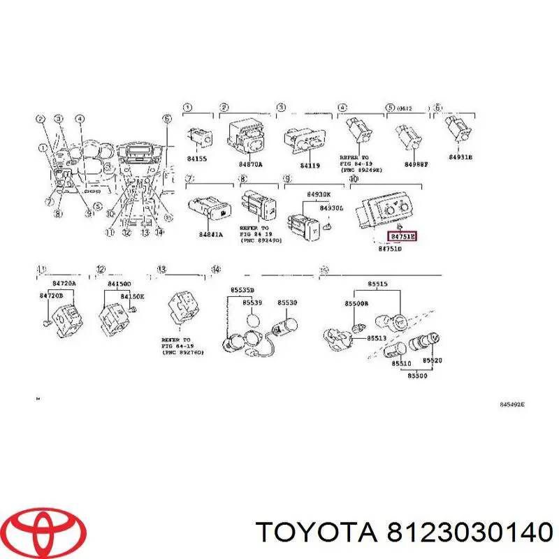 Лампа підсвічування в двері, передньої правої Toyota 8123030140 ціна, від 12.67 USD
