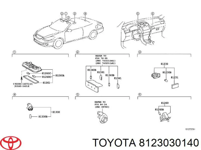 Лампа підсвічування в двері, передньої правої Toyota Solara (V3) (Тойота Solara)