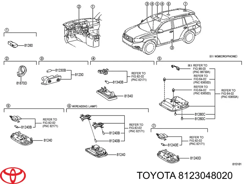 Купити 8123048020 Toyota Лампа підсвічування в двері, передньої правої