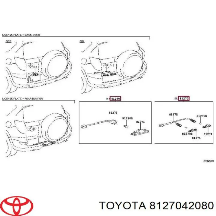 Ліхтар підсвічування заднього номерного знака Toyota 8127042080 ціна, від 12.67 USD