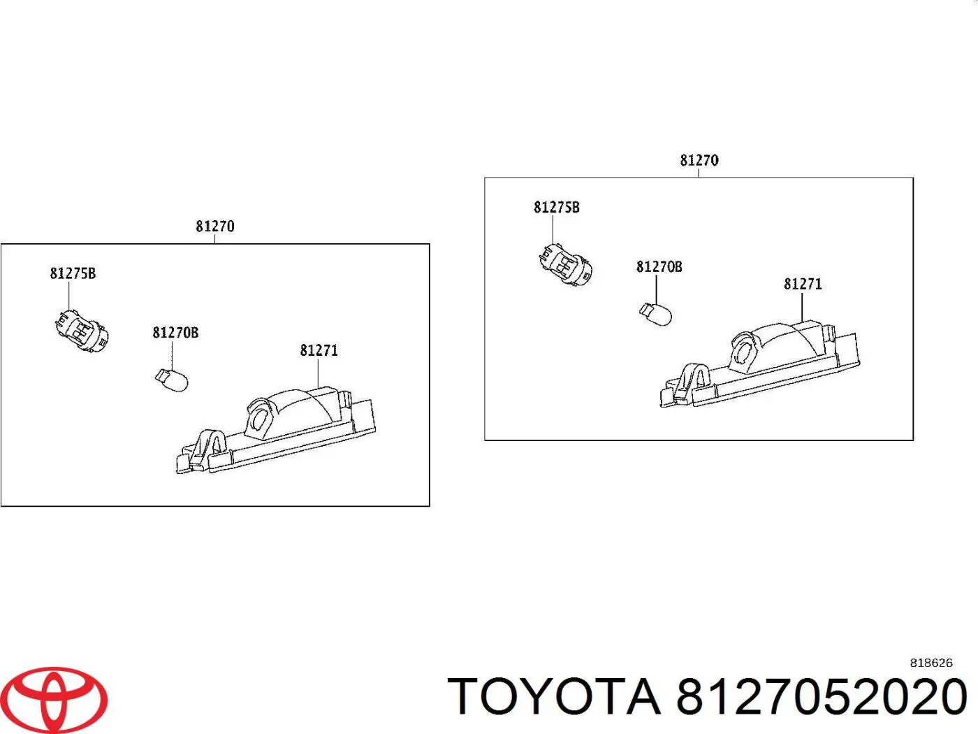 8127052020 Toyota Ліхтар освітлення номерного знака