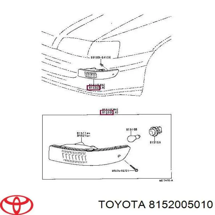 Купити 8152005010 Toyota Лівий ліхтар покажчика повороту
