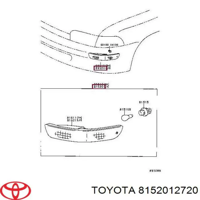 8152012720 Toyota покажчик повороту лівий