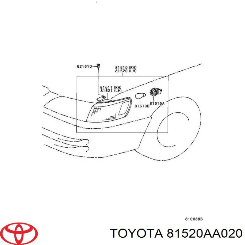 Поворотник лівий Toyota 81520AA020 ціна, від 82.35 USD