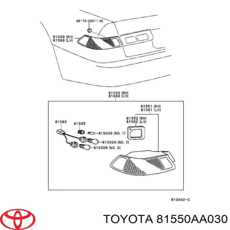 Задні ліхтарі Toyota 81550AA030 ціна, від 76.02 USD