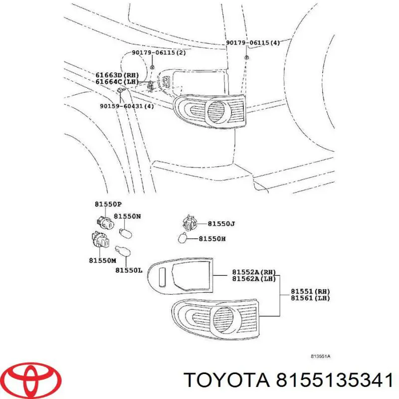 Задні ліхтарі Toyota 8155135340 ціна, від 38.09 USD