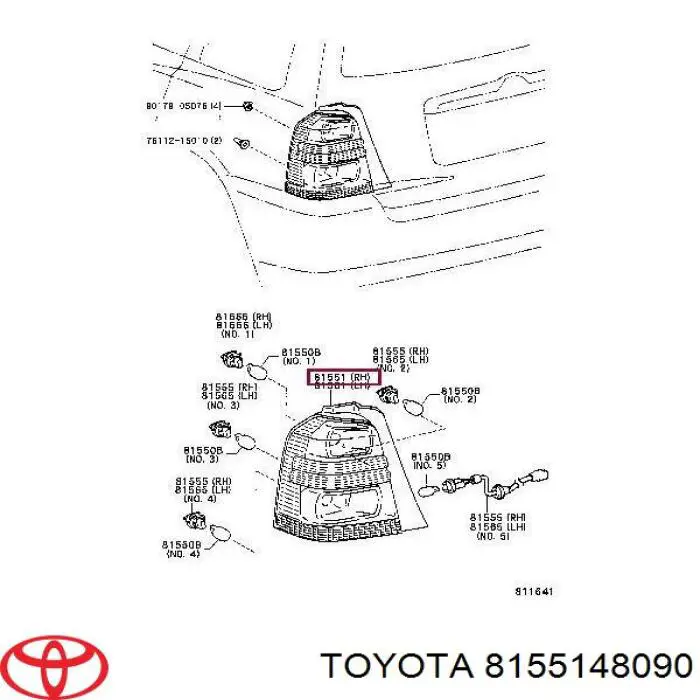 Задні ліхтарі Toyota 8155148090 ціна, від 339.62 USD