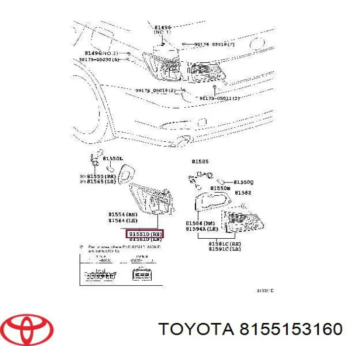 Ліхтар задній правий, зовнішній Toyota 8155153161 ціна, від 61.87 USD
