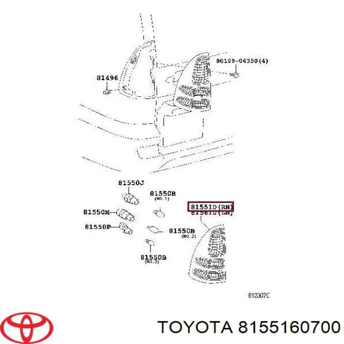 Ліхтар задній правий Toyota Land Cruiser (J12) (Тойота Ленд крузер)
