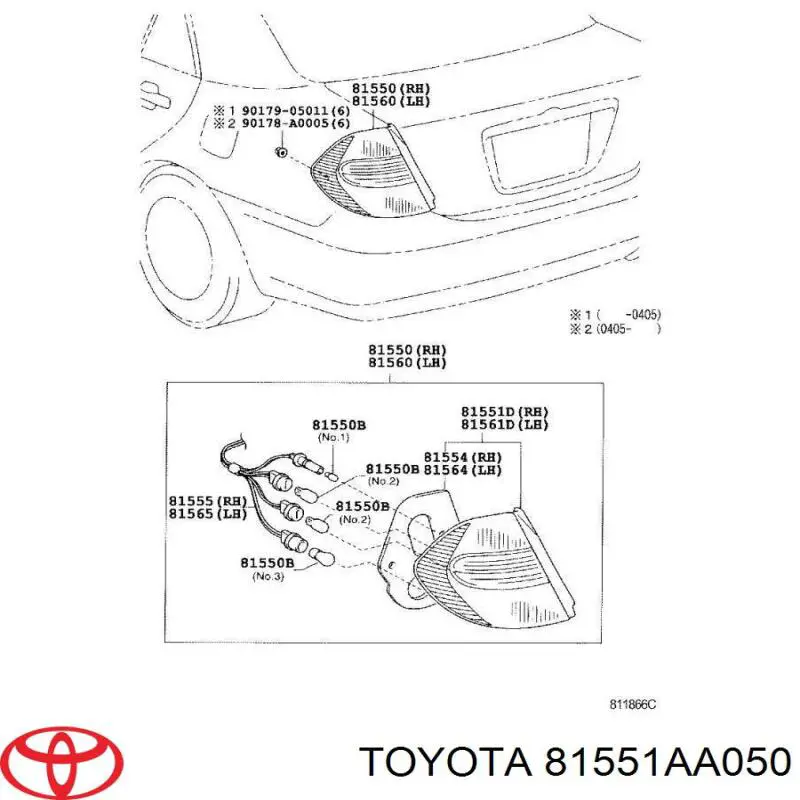 81551AA050 Toyota Ліхтар задній правий