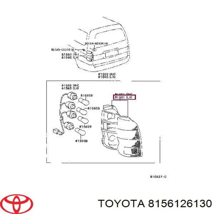 Ліхтар задній лівий 8156126130 Toyota