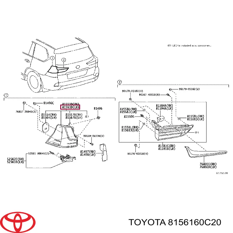 8156160C20 Toyota Стоп задній