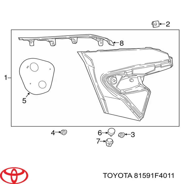 81591F4011 Toyota Ліхтар задній лівий, внутрішній
