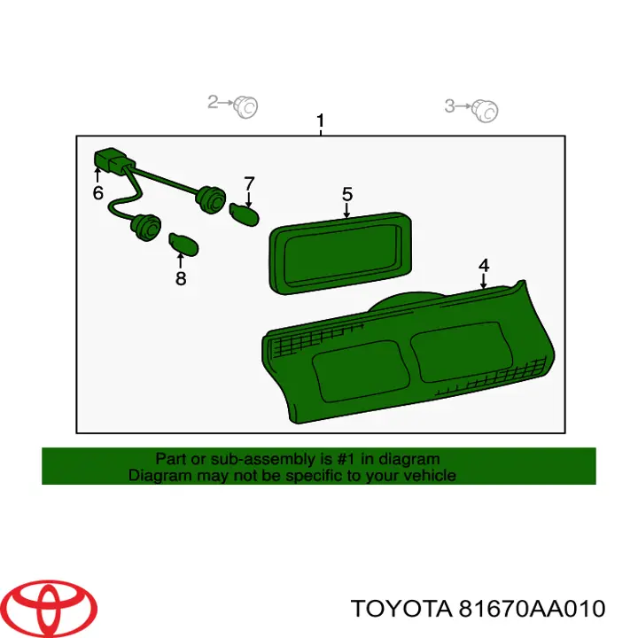 Купити 81670AA010 Toyota Ліхтар задній внутрішній правий