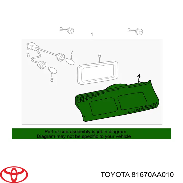 81670AA010 Toyota Ліхтар задній правий, внутрішній
