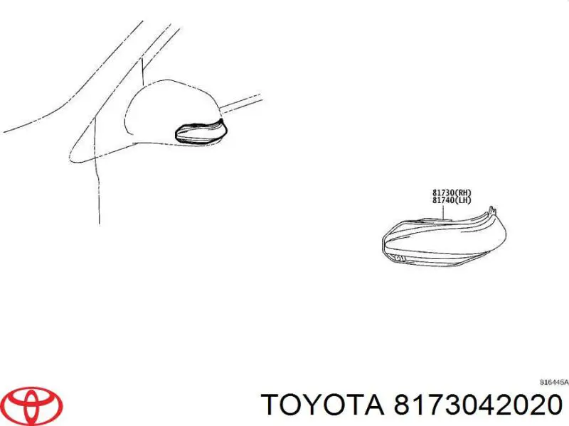 Покажчик повороту дзеркала, правий Toyota RAV4 4 (A4) (Тойота Рав4)