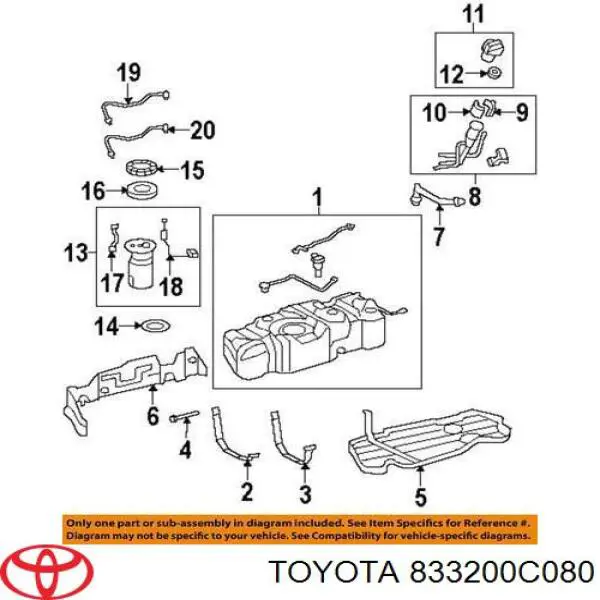 Датчик покажчика рівня палива Toyota 833200C080 ціна, від 96.52 USD