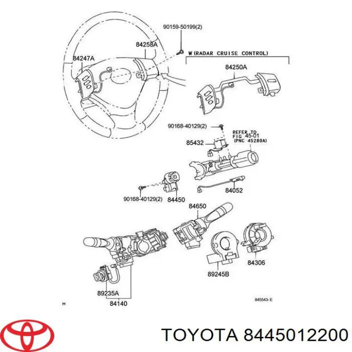 8445012200 Toyota замок запалювання, контактна група