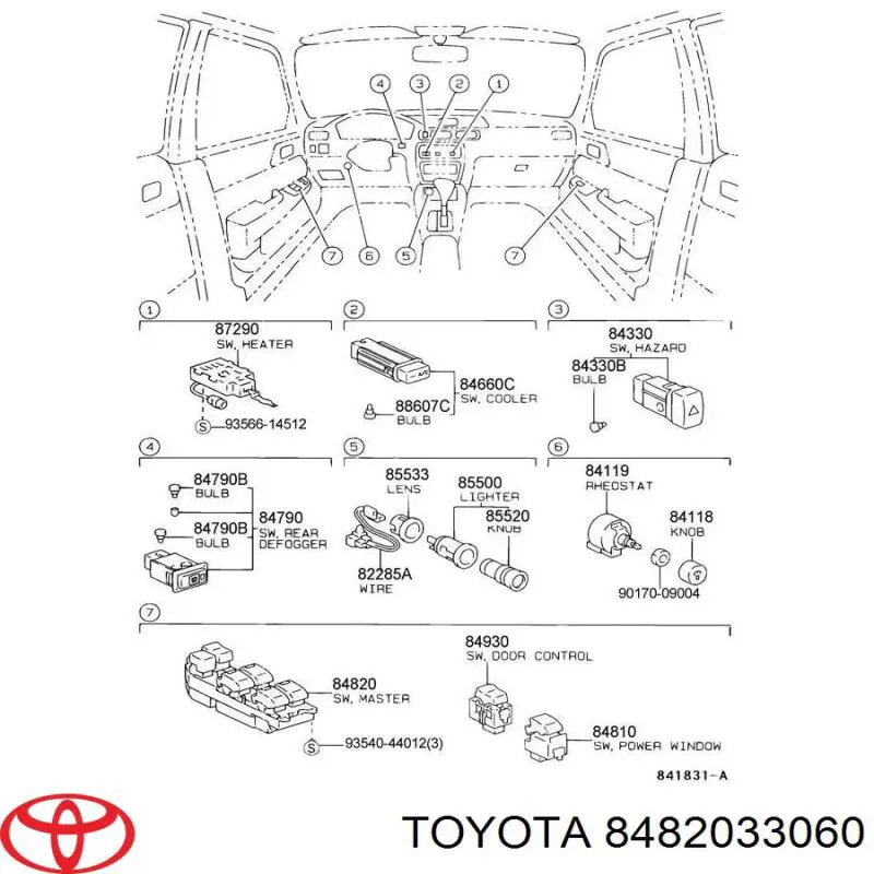 Склопідйомник передньої лівої двері 8482033060 Toyota