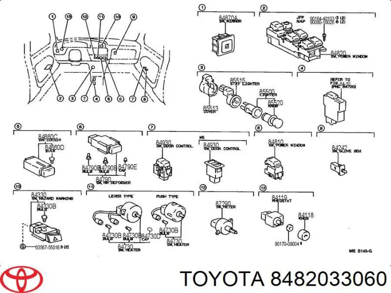 Механізм стеклопідйомника дверей передніх, лівих Toyota 8482033060