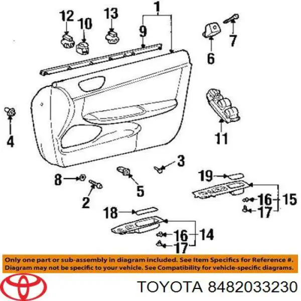 Кнопковий блок керування склопідіймачами передній лівий Toyota 8482033230 ціна, від 26.32 USD