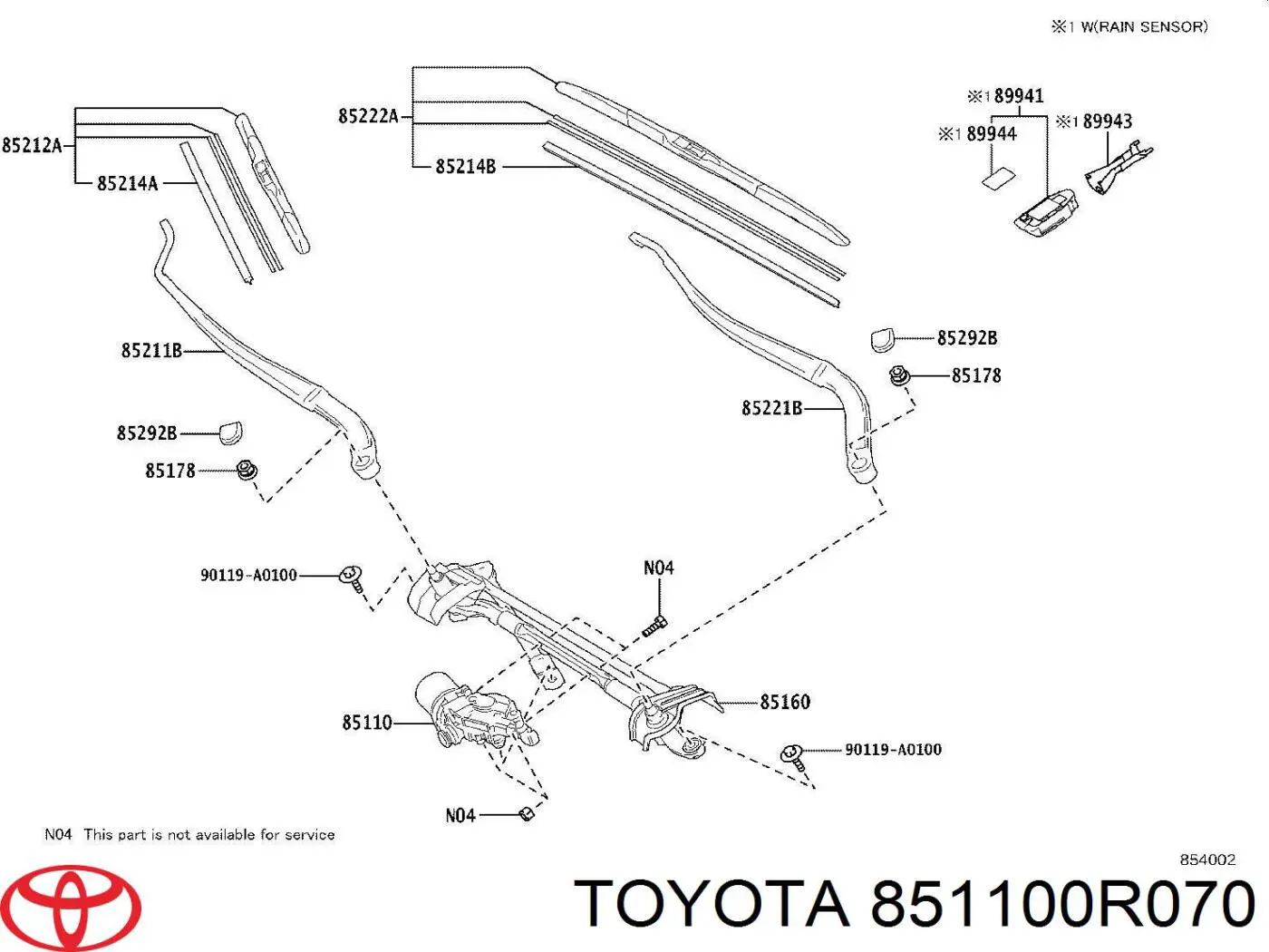 851100R070 Toyota Мотор двірника