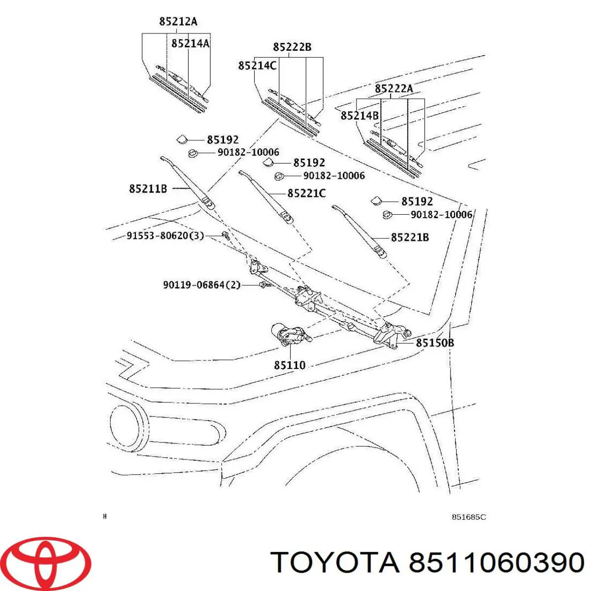 Мотор двірника Toyota 8511060390 ціна, від 204.57 USD