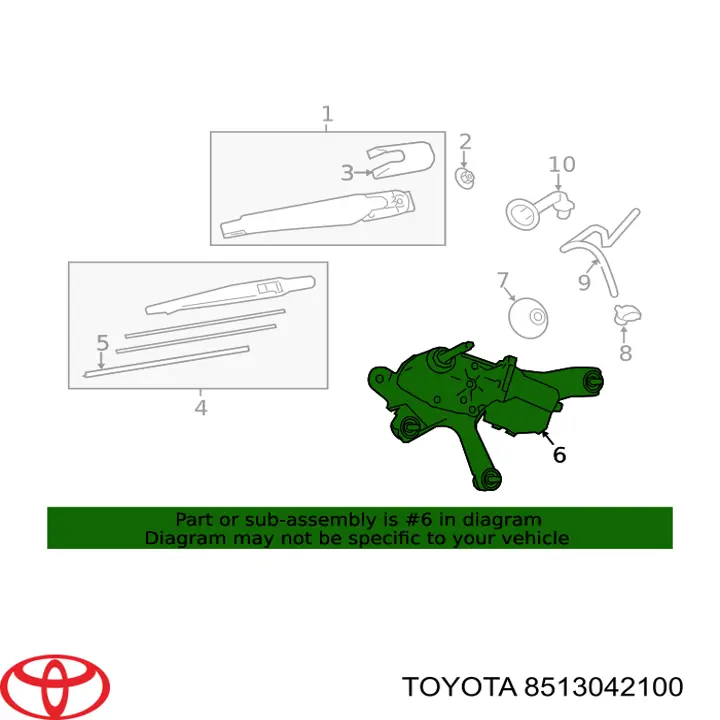 Склоочисник дверей задка Toyota 8513042100 ціна, від 56.43 USD