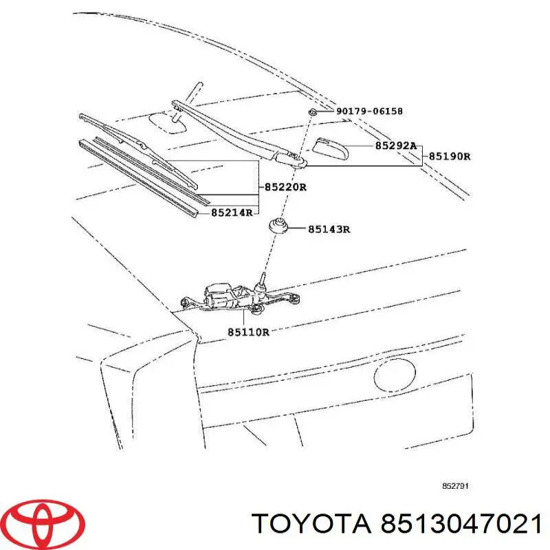 8513047021 Toyota Механізм склоочисника заднього скла