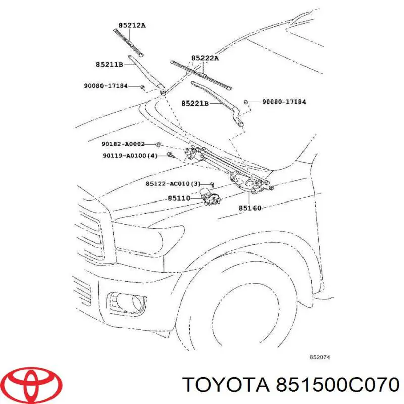 Трапеція щіток лобового скла Toyota 851500C070 ціна, від 50.67 USD
