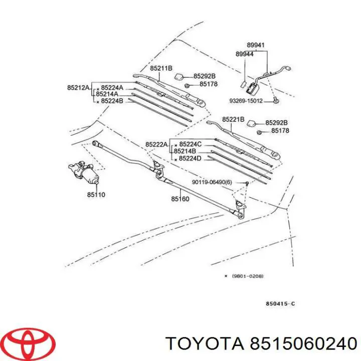 Трапеція щіток лобового скла Toyota 8515060240 ціна, від 95.00 USD