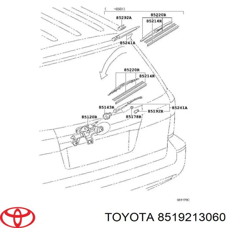 Купити 8519213060 Toyota Заглушка гайки кріплення повідка заднього двірника