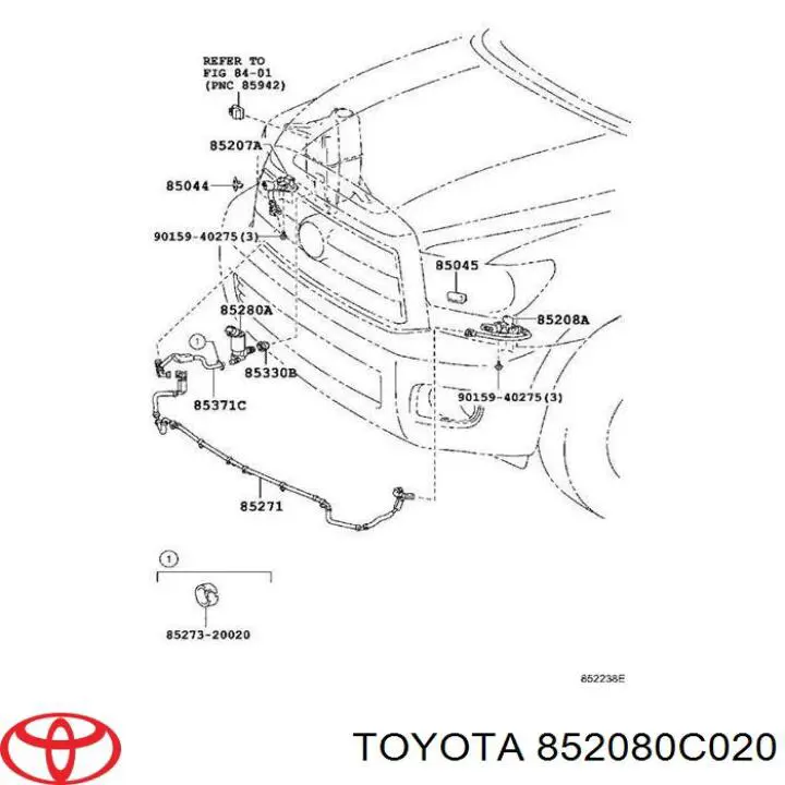 Форсунка омивача фари передньої, лівою Toyota Sequoia (K6) (Тойота Секвойя)