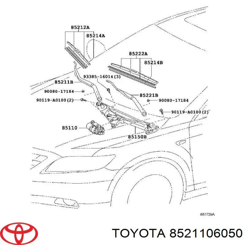  Важіль-поводок склоочисника лобового скла Toyota Camry 