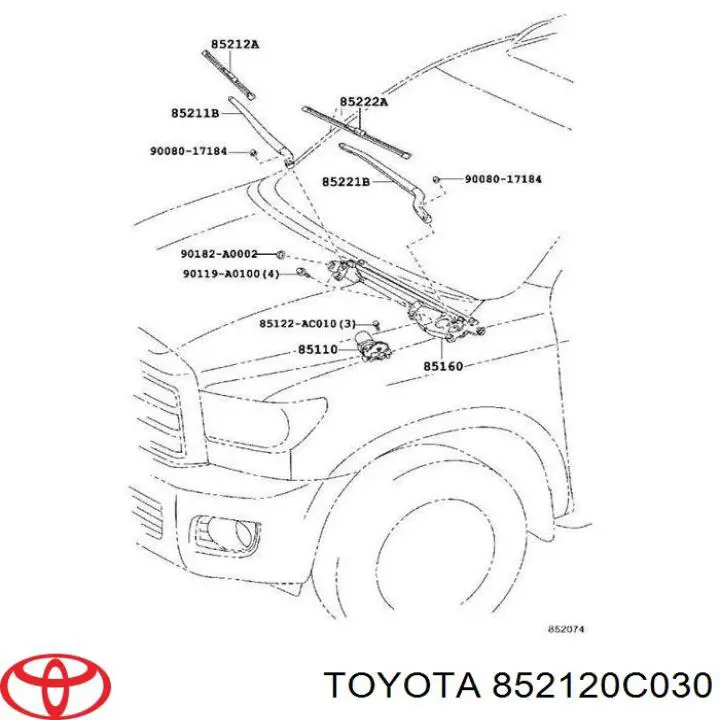 Щітка-двірник лобового скла, пасажирська Toyota Sequoia (K6) (Тойота Секвойя)