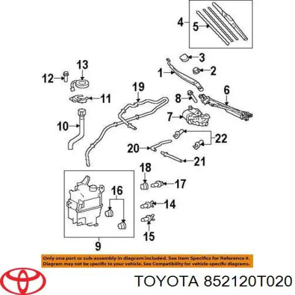 Купити 852120T020 Toyota Щітка-двірник лобового скла, пасажирська