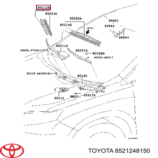 Щітка-двірник лобового скла, водійська Toyota 8521248150 ціна, від 15.24 USD