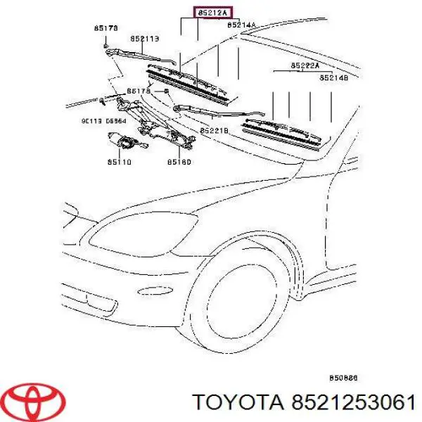 8521253061 Toyota щітка-двірник лобового скла, пасажирська